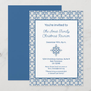 Christmas Portuguese Tiles Holly leaves frame Invitation