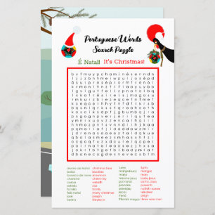 Christmas Portuguese Word Search Puzzle for Kids