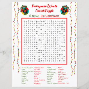 Christmas Portuguese Word Search Puzzle for Kids