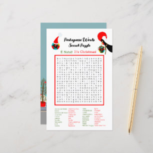 Christmas Portuguese Word Search Puzzle for Kids