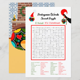 Christmas Portuguese Word Search Puzzle for Kids