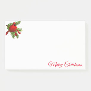 Christmas Post it Notes Notepad-Red Cardinal
