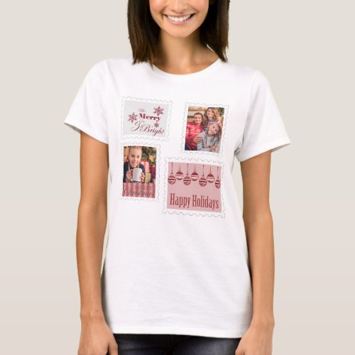 Christmas Postage Stamps 2 Photo Cute Quirky T_Shirt