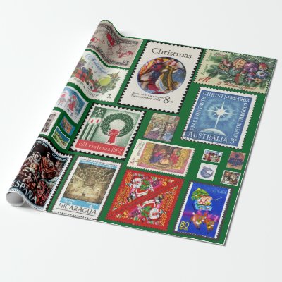 Christmas Postage Stamps Around the World  Wrapping Paper