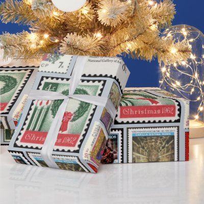 Christmas Postage Stamps Around the World  Wrapping Paper