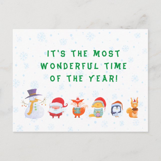 Christmas postcard of Santa and his animal friends (Front)