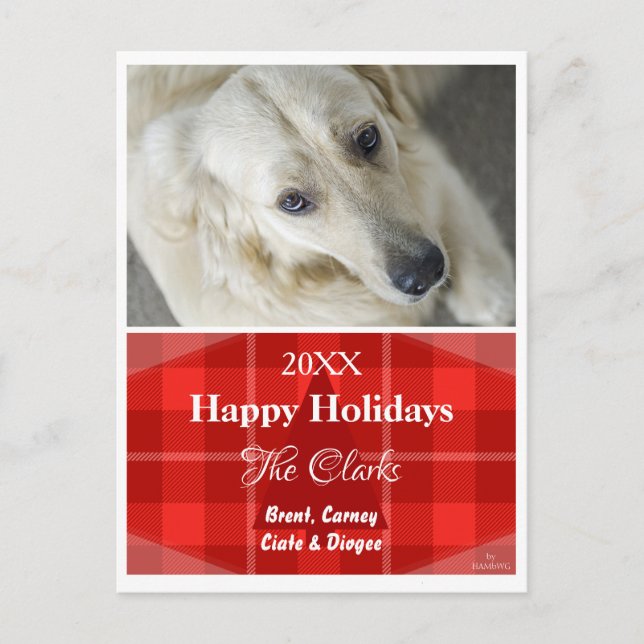 Christmas Postcard Red Plaid - HAMbWG (Front)