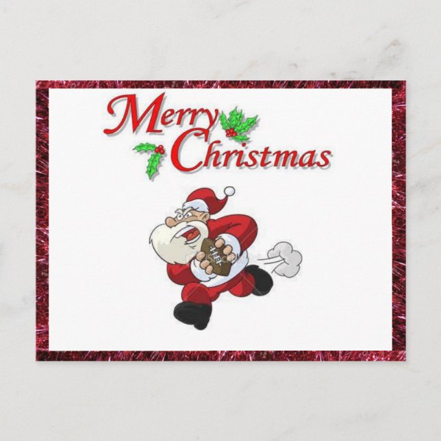 Christmas Postcard with Santa Playing Football (Front)