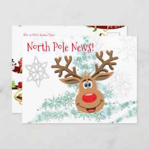 Christmas Postcards North Pole Reindeer 