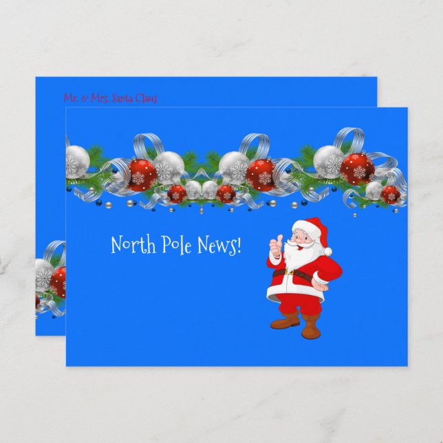 Christmas Postcards North Pole Santa     (Front/Back)