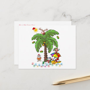 Christmas Postcards Santa Claus Beach Bum Party