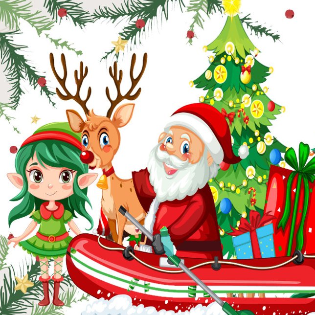 Christmas  poster (Celebrate Christmas with Santa's Claus his Elf and Reindeer, Holiday Poster!)