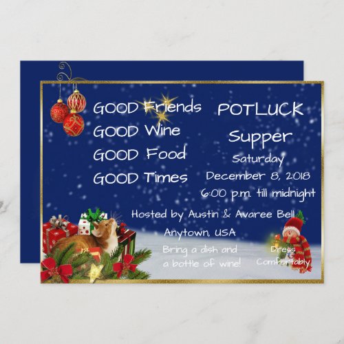 Christmas Pot Luck Supper Party Invitation