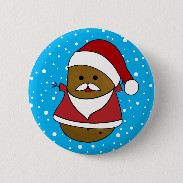 Christmas Potato In A Santa Hat And Suit Button (Front)
