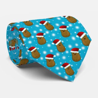 Christmas Potato In A Santa Hat Neck Tie