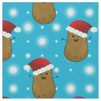 Christmas Potatoes Wearing Santa Hats Fabric