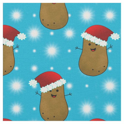 Christmas Potatoes Wearing Santa Hats Fabric