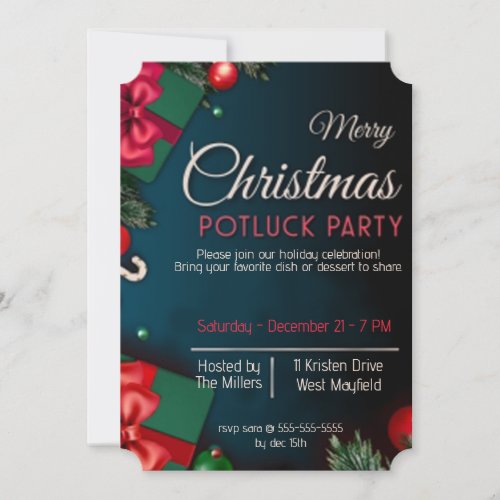 Christmas Potluck Party Invitation