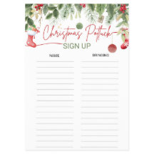 Christmas Potluck Sign-Up Sheet Xmas Dinner List