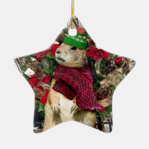 Christmas Prairie Dog Ceramic Ornament