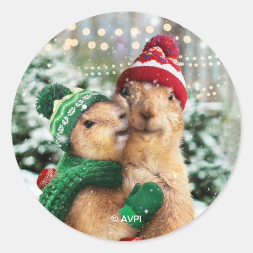 Christmas Prairie Dogs Classic Round Sticker