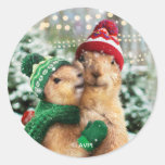 Christmas Prairie Dogs Classic Round Sticker