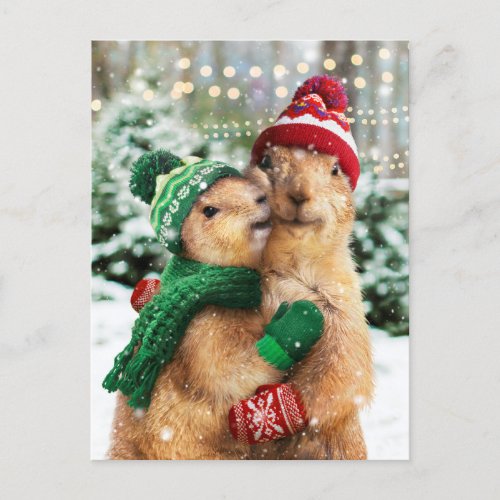 Christmas Prairie Dogs Invitation Postcard