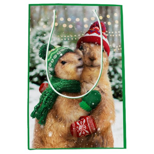 Christmas Prairie Dogs Medium Gift Bag
