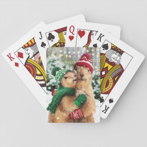 Christmas Prairie Dogs Playing Cards