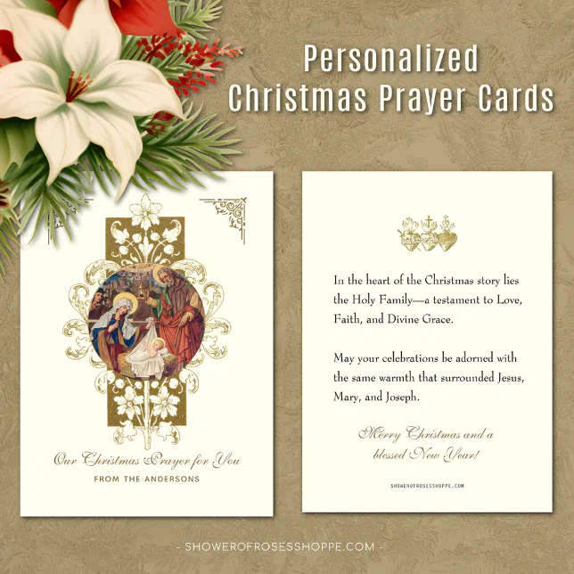 Christmas Prayer Cards Nativity Jesus Mary Joseph Zazzle - Main Image