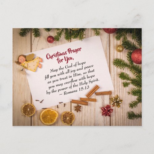 Christmas Prayer For You May the God of Hope Postcard