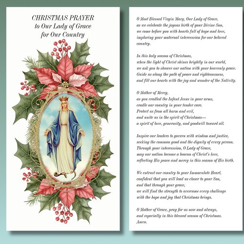 Christmas Prayer Our Lady of Grace Poinsettia