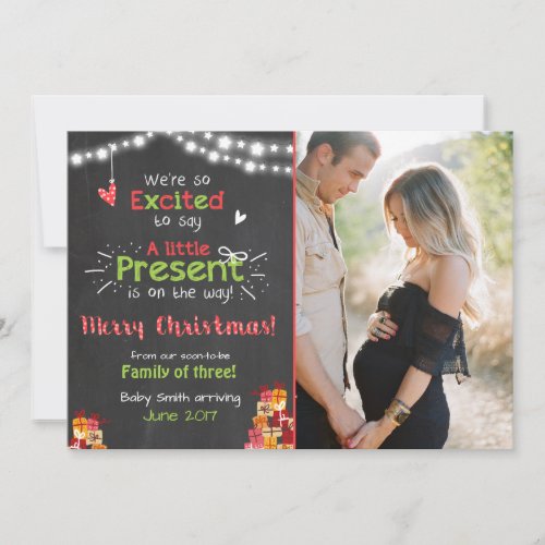 Christmas pregnancy announcement card chalkboard