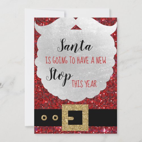 Christmas Pregnancy Announcement Card Santa