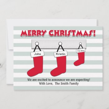 Christmas Pregnancy Announcement Card - Stockings by FuzzyFeeling at Zazzle