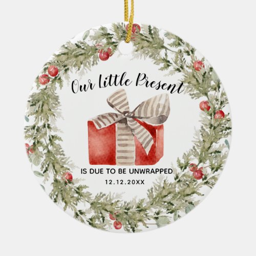 Christmas Pregnancy Announcement Ceramic Ornament