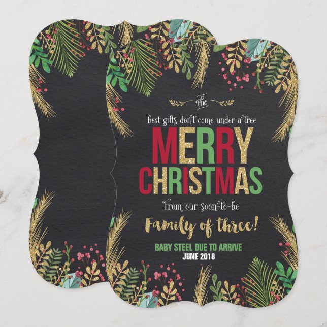 Christmas Pregnancy Announcement Christmas Card (Front/Back)