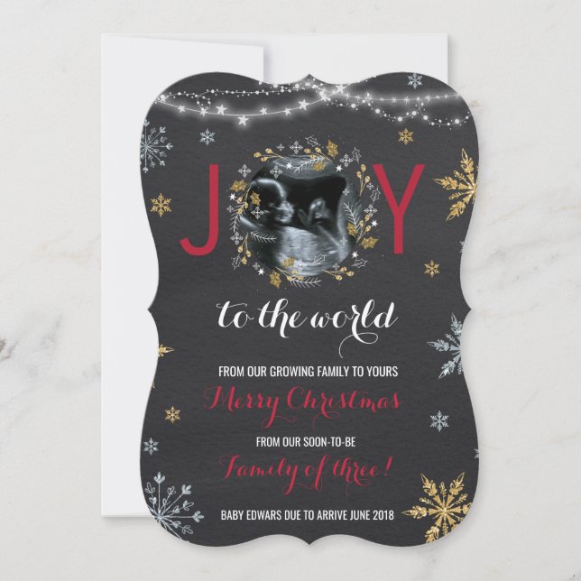 Christmas Pregnancy Announcement Christmas Photo (Front)