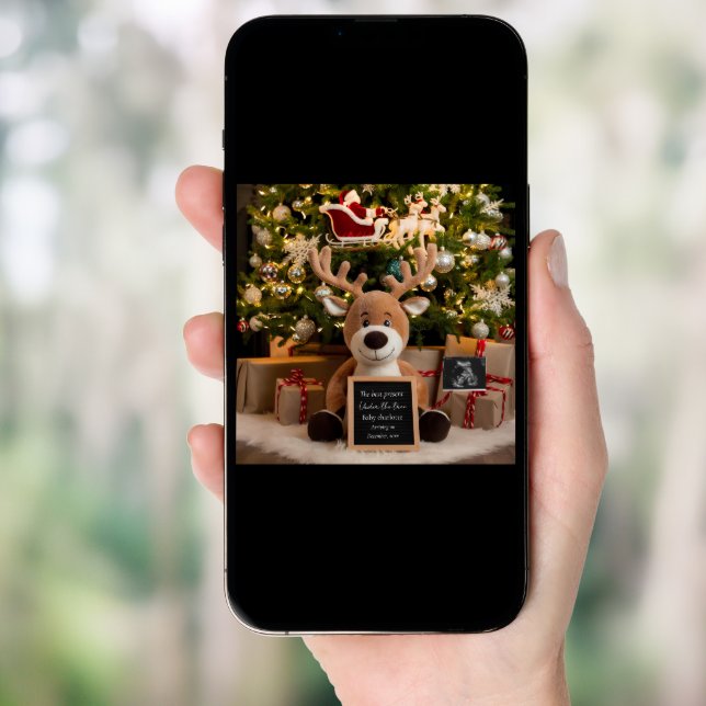 Christmas Pregnancy Announcement cute reindeer  (Front Digital)