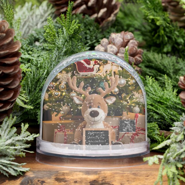 Christmas Pregnancy Announcement cute reindeer Snow Globe (Winter)