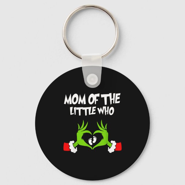 Christmas Pregnancy Announcement Funny Mom Of The  Keychain (Front)