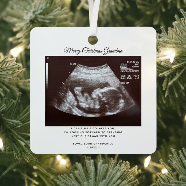 Christmas Pregnancy Announcement Grandma Holiday Metal Ornament (Insitu)