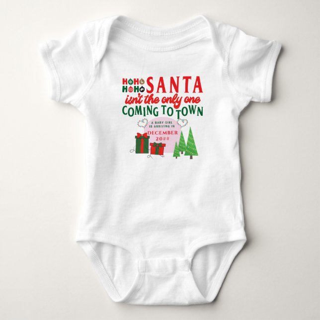 Christmas Pregnancy Announcement Maternity Reveal Baby Bodysuit (Front)