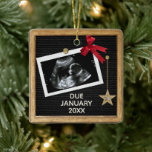 Christmas Pregnancy Announcement Peg Letter Board Ceramic Ornament<br><div class="desc">This one-of-a-kind keepsake combines the charm of a rustic wood frame with the versatility of a message board, allowing you to create a personalized announcement that will melt hearts and leave a lasting impression. Simply insert your baby scan or ultrasound photo, arrange the peg letters to spell out your special...</div>
