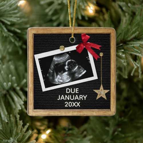 Christmas Pregnancy Announcement Peg Letter Board Ceramic Ornament
