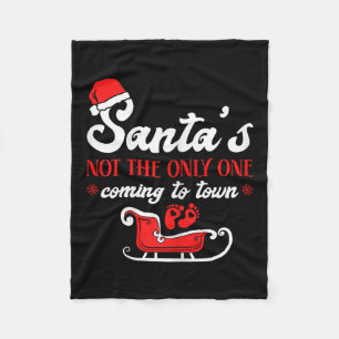 Christmas Pregnancy Announcement Santa's Baby  Fleece Blanket