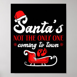 Christmas Pregnancy Announcement Santa's Poster