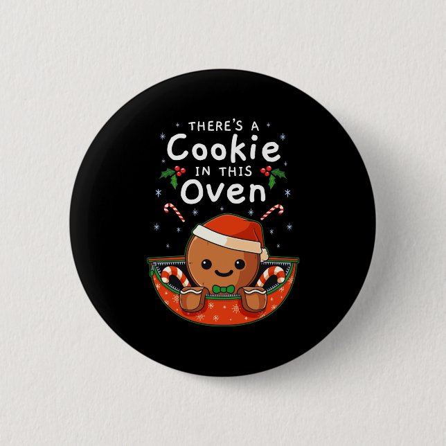 Christmas Pregnancy Gingerbread Man Baby Cookie In Button (Front)