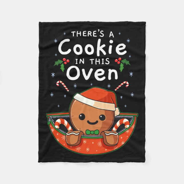 Christmas Pregnancy Gingerbread Man Baby Cookie In Fleece Blanket (Front)