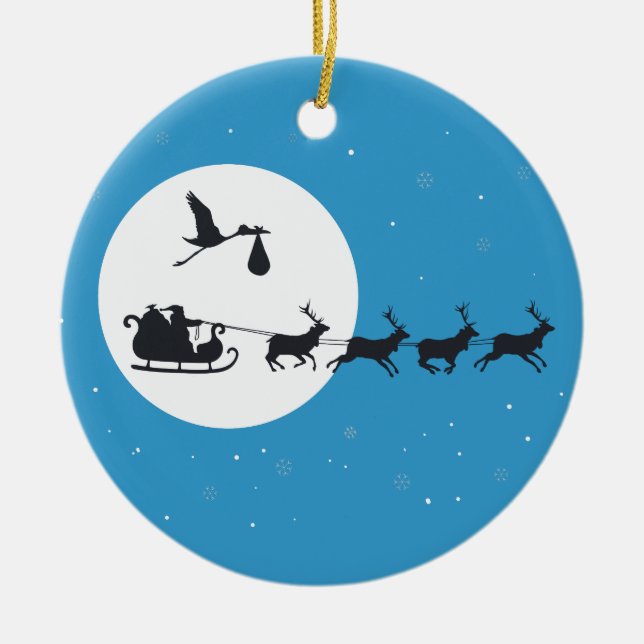 Christmas Pregnancy Ornament- Coming to Town Ceramic Ornament (Front)